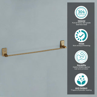 Plantex 304 Grade Stainless Steel Single Towel Rod/Towel Hanger for Bathroom/Hand Towel Holder/Bathroom Accessories - Crystal (Brass Antique)