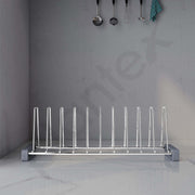 Plantex Durable Stainless Steel Plate Stand for Kitchen Cabinet/10 Slot Plate Organizer for Kitchen/8 Inch Thali Stand with Anti-Scratch Base(Size-8Inches, Slot- 10, Pack of 1)