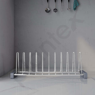 Plantex Stainless Steel Dish Rack/Plate Stand/Thali Stand for Modular Kitchen/Tandem Box Accessories - 10 Sections (Chrome/Pack of 1)