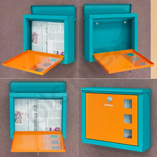 Plantex GI Steel Letter Box/Complaint Box/Small Suggestion Box for Office/Post Box for Home/Wall Mount Mail Box - (Green & Orange)