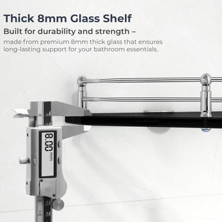 Plantex Premium Glass Corner Shelf for Bathroom/Kitchen Glass Shelf/Wall Mounted Bathroom Corner Shelf (9x9 Inches -Diamond-Black - Pack of 2)