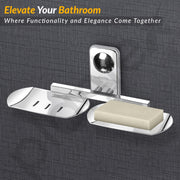 Plantex Double Soap Dish/Stainless Steel Soap Holder/Stand/Case/Soap Storage for Bathroom/Bathroom Accessories - Pack of 1 (Chrome)