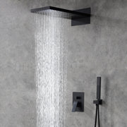 Plantex Solid Brass Shower Panel for Bathroom/3 in 1 Bathroom Shower Set/Handshower with Waterfall Outlet/Overhead Shower with Dual Function -Black