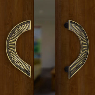 Plantex Heavy Duty Door Handle/Door & Home Decor/8-inches Round Shape Main Door Handle/Door Pull Push Handle Set- Pack of 1 (321-Brass Antique Finish)
