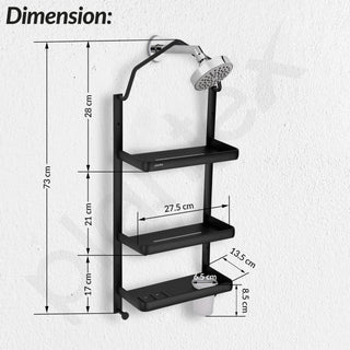 Plantex Shower Rack/Self Adhesive Shower Caddy for Bathroom Hanging/3 Layer Shower Shelf for Bathroom with Soap Dish Holder,Toothbrush Holder (1520, Black)