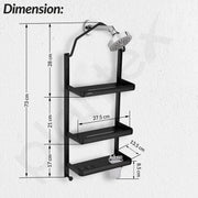 Plantex Shower Rack/Self Adhesive Shower Caddy for Bathroom Hanging/3 Layer Shower Shelf for Bathroom with Soap Dish Holder,Toothbrush Holder (1520, Black)