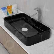 Plantex Ceramic Countertop Basin/Tabletop Washbasin/Bathroom Basin Sink/Marble Washbasin for Kitchen (White Veins, 24 x 13 x 5 Inch)