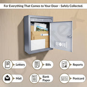 Plantex Wall Mount Letter Box - Suggestion Box/Mail Box/Post Box for Home gate with Secure Key Lock - Pack of 10 (Dark Grey)