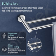 Plantex Stainless Steel Heavy and Sturdy Dual Towel Rod for Bathroom/Towel Hanger/Towel Holder/Bathroom Accessories (24-inch) Chrome Finish