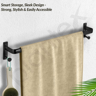 Plantex Towel Holder for Bathroom/24 inch Single Towel Rod/Towel Bar/Towel Hanger/Bathroom Accessories -Pack of 1 (1511, Black)