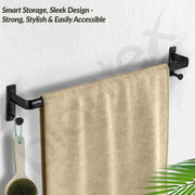 Plantex Towel Holder for Bathroom/24 inch Single Towel Rod/Towel Bar/Towel Hanger/Bathroom Accessories -Pack of 1 (1511, Black)