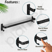 Plantex Towel Holder for Bathroom/24 inch Single Towel Rod/Towel Bar/Towel Hanger/Bathroom Accessories -Pack of 1 (1511, Black)