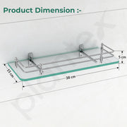 Plantex Premium Transparent Glass Shelf for Living Room/Kitchen/Bathroom Accessories Set/Bathroom Organizer/Kitchen Glass Shelves-(Polished 15x6 - Pack of 1)