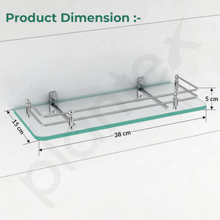 Plantex Glass Shelf for Bathroom/Kitchen Wall Mounted/Living Room Transparent Glass Shelf - Bathroom Organizer (Polished - 15x6 Inches - Pack of 2)