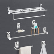Plantex Bathroom Accessories- Stainless Steel 6pcs Bathroom Organizer Set- Folding Towel Rack/Towel Rod/Napkin Ring/Soap Holder/Tumbler Holder/Robe Hook(Chrome)