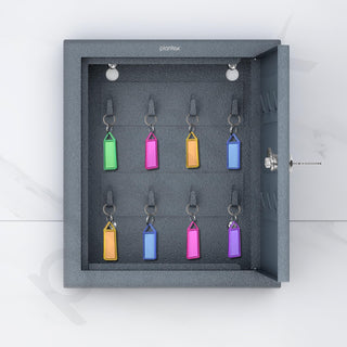 Plantex GI Metal Key Holder Box/Key Cabinet with 16 Key Holder for Wall/Lockable Key Storage Box for Home/Hotel/Shops/Office - Wall Mount (Grey)