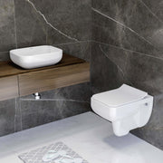 Plantex Ceramic Rim Wall Hung Western Toilet/Tabletop Wash Basin/Commode for Toilet/Wash Basin for Bathroom - Combo - (White)