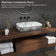 Plantex Ceramic Tabletop Washbasin for Bathroom/Designer Counter Top Hand Wash Basin/Rectangle Bathroom sink for Home/Office (21.5x14x5 Inch -Marble Finish)