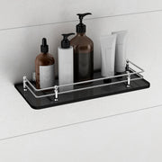 Plantex Premium Black Bathroom Glass Shelf/Glass Shelf for Living Room/Kitchen / Bathroom Accessories Set/ Kitchen Shelf Rack- (Polished 12x6 - Pack of 1)