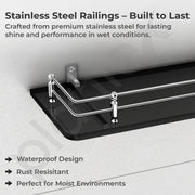 Plantex Wall Mount Glass Shelf for Bathroom/Shelves for Kitchen/Black Glass Shelf, Polished (12x6 Inches - Pack of 2)