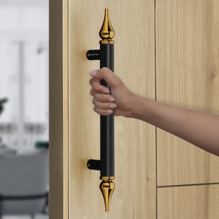 Plantex Main Door Handle/Door & Home Decore/14 Inch Main Door Handle/Pull-Push Handle - Pack of 1 (Black and Gold)