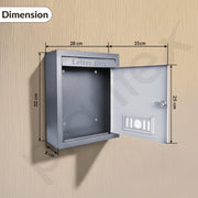 Plantex Wall Mount Letter Box - Suggestion Box/Mail Box/Post Box for Home gate with Secure Key Lock - Pack of 5 (Dark Grey)