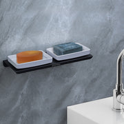 Plantex Stainless Steel with ABS Material Double Soap Dish/Soap Holder/Wall Mounted Soap Holder for Bathroom Accessories - Matt Black