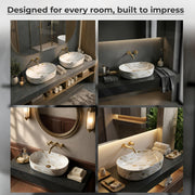 Plantex Tabletop Wash Basin for Bathroom/Designer Ceramic Basin/Oval Countertop Wash Basin/Home/Office (22 x 14 x 10 Inch)
