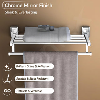 Plantex 304 Grade Stainless Steel Towel Rack for Bathroom/Towel Stand/Hanger/Bathroom Accessories - Darcy (18 inch - Chrome)