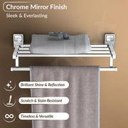 Plantex 304 Grade Stainless Steel Towel Rack for Bathroom/Towel Stand/Hanger/Bathroom Accessories - Darcy (18 inch - Chrome)