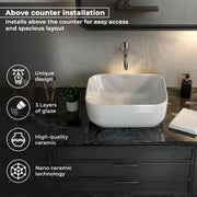 Plantex Ceramic Wash Basin for Bathroom/Table Top Washbasin with 10 Years Glaze Warranty by Plantex/Wash Basin/Basin for Restaurant/Hotel (Glossy White - 16 x 12 x 5.5 inch)