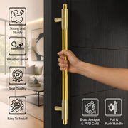 Plantex 18 Inch Main Door Handle/Pull-Push Handle for Main Door/Stainless Steel Handle for Home&Office/Hotel - Pack of 1 (Brass Antique & PVD Gold)