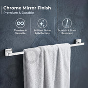 Plantex 304 Grade Stainless Steel Single Towel Rod for Bathroom/Towel Hanger/Towel Holder/Bathroom Accessories - Decan (Chrome)