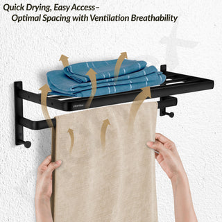Plantex Towel Hanger for Bathroom/24 Inch Towel Rack/Bathroom Hanger for Clothes/Towel Holder/Bathroom Accessories -Pack of 1 (1509, Black)