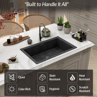 Plantex Quartz Acrylic Kitchen Sink/Undermount Sink for Kitchen with 10 Years Warranty by Plantex/Metalic Single Bowl Kitchen Sinks with Coupling (Siapan 32x20 Inches)