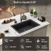 Plantex Quartz Acrylic Kitchen Sink/Undermount Sink for Kitchen with 10 Years Warranty by Plantex/Metalic Single Bowl Kitchen Sinks with Coupling (Siapan 32x20 Inches)