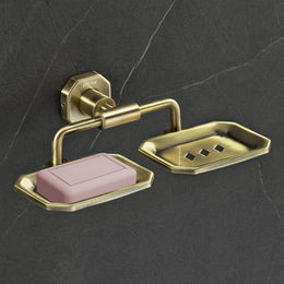Plantex 304 Grade Stainless Steel Soap Holder for Bathroom/Double Soap Dish/Soap Stand for Kitchen Sink/Bathroom Accessories- Nipron (Brass Antique)