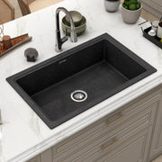 Plantex Quartz Acrylic Matt Kitchen Sink/Undermount Sink For Kitchen With 10 Years Warranty By /Metalic Single Bowl Kitchen Sinks With Coupling (Siapan 32X20 Inches), Grey