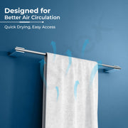 Plantex Towel Rod for Bathroom/304 Grade Stainless Steel Towel Bar/24 Inch Towel Hanger/Towel Holder/Bathroom Accessories - Pack of 1 (Regent, Chrome)