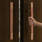 Plantex 14 Inch Stainless Steel Lotus Main Door Handle/Pull-Push Handles for Main Door/Wooden & Glass Door Handle/3 Years Warranty Pack of 2 (PVD Rose Gold)