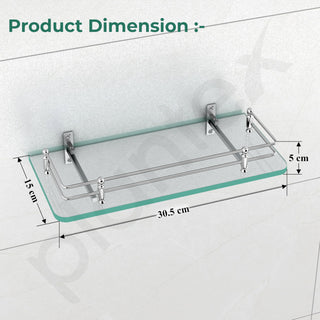 Plantex Premium Transparent Glass Shelf for Bathroom Wall/Bathroom Organizer/Storage Rack for Kitchen/Living Room (Polished, 12x6 - Pack of 1)
