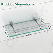 Plantex Premium Transparent Glass Shelf for Bathroom/Kitchen/Living Room - Bathroom Accessories (Polished 12x6 - Pack of 3)