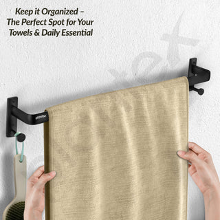 Plantex Towel Holder for Bathroom/24 inch Single Towel Rod/Towel Bar/Towel Hanger/Bathroom Accessories -Pack of 1 (1511, Black)