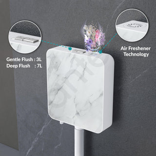Plantex White Marble Printed Flush Tank for Toilet with 7 LTR Water Capacity/Polypropylene Toilet Flush Tank/Dual Flush Cistern with Air Freshener - Pack of 1