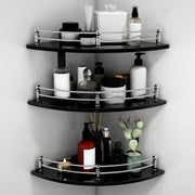 Plantex Premium Glass Corner Shelf for Bathroom /  Glass Shelf for Living Room / Bathroom Corner Shelf / Kitchen Glass Shelf/Storage Organiser / Kitchen Shelf Rack -(Black -12 x 12 Inches - Pack of 3)