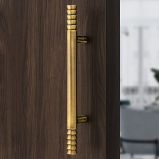 Plantex Stainless Steel Lotus Main Door Handle/Door Handles for Main Door/Wooden & Glass Door Handle (Brass Antique Finish), Pull Handle