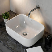 Plantex Ceramic Wash Basin for Bathroom/Table Top Washbasin with 10 Years Glaze Warranty by Plantex/Wash Basin/Basin for Restaurant/Hotel (Glossy White - 16 x 12 x 5.5 inch)