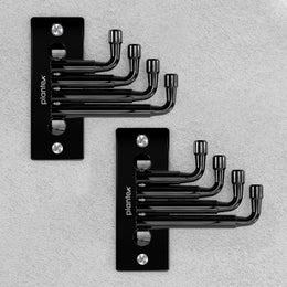 Plantex Flexible 4 pin Wall Hooks/Modern Wall Hanger/Hooks for Wall Heavy Items/Cloth Hanger/Towel Hanger for Wall (Black) Pack of 2