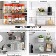 Plantex 2-Tier Stainless Steel Rack For Kitchen/Kitchen Organizer Rack/Countertop Tiered Shelf/Small Jar Organizer (Chrome)