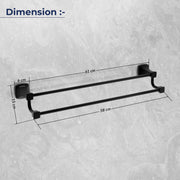 Plantex Dual Towel Rod for Bathroom/Space Aluminium Towel Hanger/24inch Towel Holder/Bathroom Accessories - Pack of 1 (Powder Coated Black)